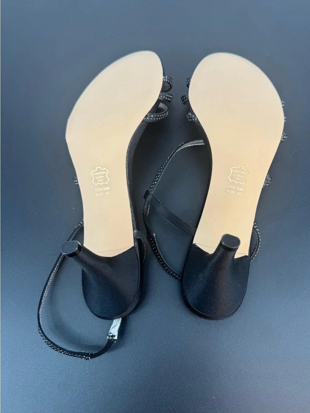 Touch of Nina Women Black Strappy Slingback Kitten Heels Size 10